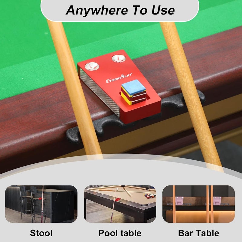 GAMESUN 6 In 1 Portable Weighted Pool Cue Holder, chalk holder, billiard cue tip tool, Red - Image 5